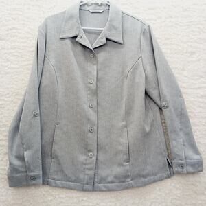 Blouse Jacket Gray Size XL Tab Roll Pockets Office Casual Minimalist Chic Resort